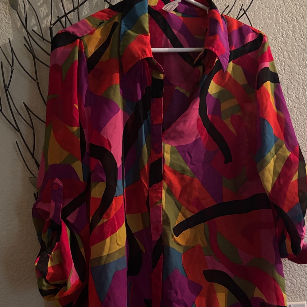 Colorful Abstract Button Down Shirt